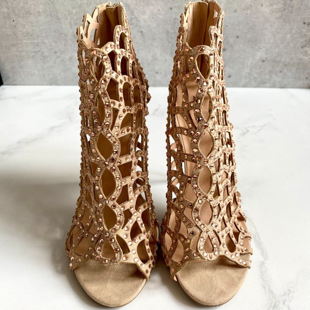 Scalloped studded booties